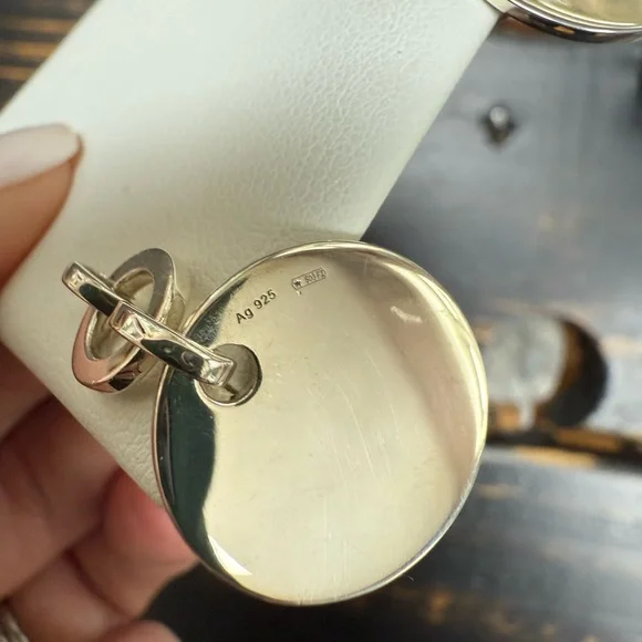 GUCCI Signature Sterling Silver medallion Drop Earrings